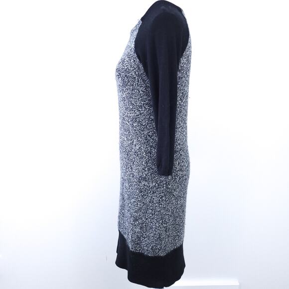Ann Taylor Loft Fact Sweater Dress Black White, Small, 3/4 Sleeves Neutral Wool - Picture 8 of 8